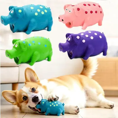 Quietschendes Schwein, strapazierfähiges, bissfestes Kauspielzeug, quietschender Kauknochen mit Noppen, Schwein-Haustierspielzeug für Hunde, bissfestes Hundespielzeug