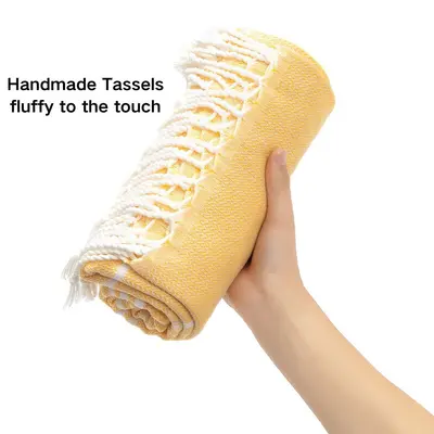 Best-selling cross-border polyester-cotton Turkish beach towel 90*180 with tassels yarn-dyed striped absorbent adult bath towel - 3