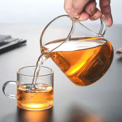 High Borosilicate Glass Fair Cup with Handle, Kung Fu Tea Set