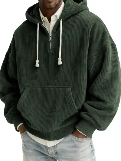 Men's Digital Print Hooded Half-Zip Sweatshirt, Autumn 2026 - 12