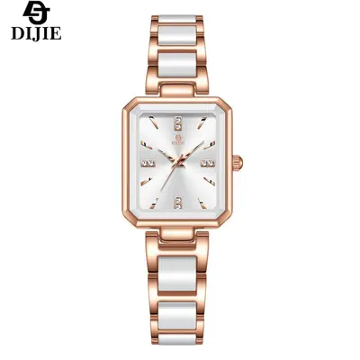 Damenuhr, Luxus, Diamant, quadratisches Zifferblatt, elegant, Quarz