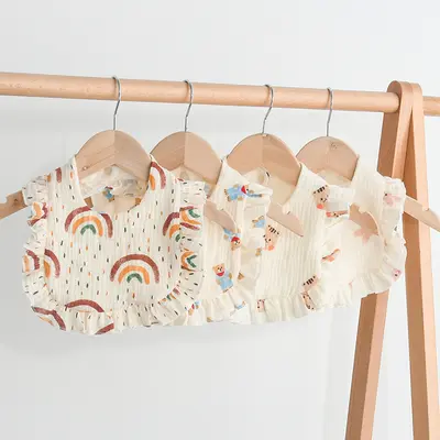 Reine Baumwolle Baby-Lätzchen mit Rüschen, Klasse A Mull, saugfähig - 3