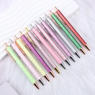 Best-Selling Gold Powder Ballpoint Pen Creative Sparkling Christmas Gift Pen Click Ballpoint Pen with Printable Logo Advertising Ballpoint Pen