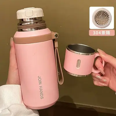 316 paslanmaz çelik termos bardak, 1 litre büyük kapasiteli, kapaklı - 9