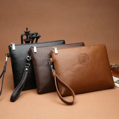 Cross-border Hot-Selling Men's Clutch Bag Large Capacity Business Versatile European and American Retro Hand Bag Men's Business Wristlet Bag