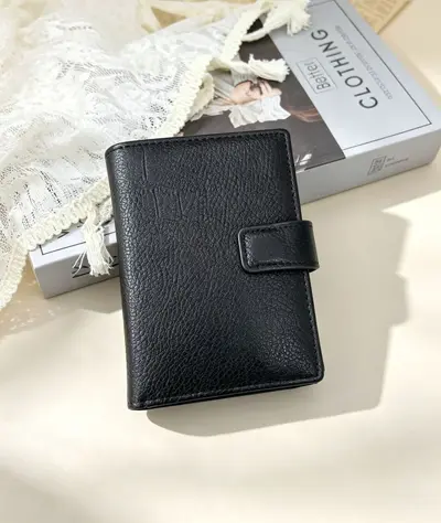Erkek Kısa Cüzdan, PU Deri, Üç Katlı, Pasaportluklu, Büyük Kapasiteli - 10
