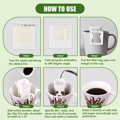 Single-Use Hanging Ear Coffee Filter Bag, Conical