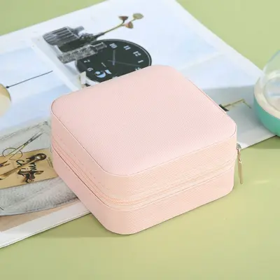 Portable Zippered Jewelry Box Earring Ring Packaging Ornament Box Luxury Travel Jewelry Storage Box In Stock - 8