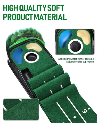 Golf Putt Pratik Matı, İç ve Dış Mekan Putt Antrenman Cihazı - 7