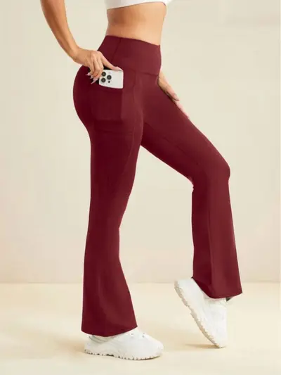 Kadın Yoga Pantolonu Mikro Flare Yan Cepli Yüksek Bel - 10