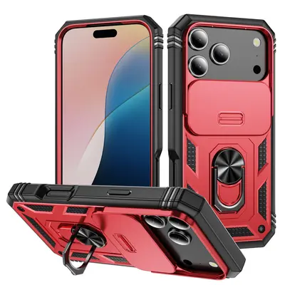 适用iPhone17Pro军事推窗三合一手机壳苹果16指环车载磁吸防摔保 - 10