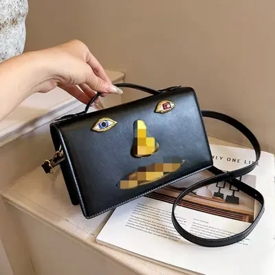 Women's Silver Patent Leather Small Square Handbag with Shoulder Strap - 7