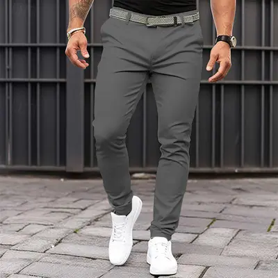 Herren Uni Slim-Fit Freizeithose mit Taschen und Reißverschluss - 7