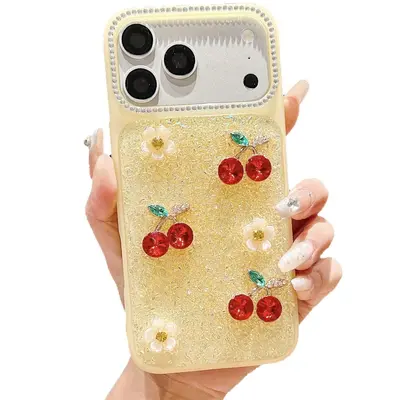 iPhone 18/17 Pro Max case with 3D pearl butterfly design