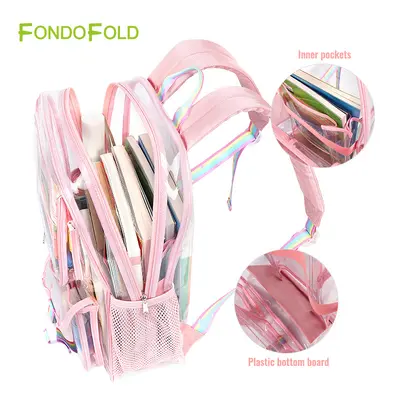 Purple Transparent PVC Large Capacity Backpack, Customizable - 4
