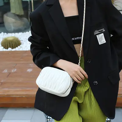 Embroidered Chain Small Square Women's Shoulder Bag - 4