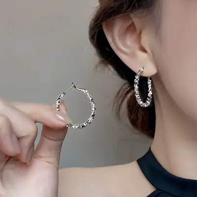 S925 gümüş minimalist halka küpe, iğne modeli, nişe tasarım - 7