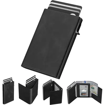 Erkek Üç Katlı Alüminyum Kutu Cüzdan, RFID Korumalı - 7