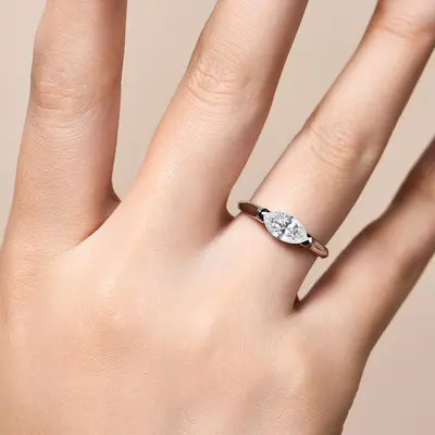 Marquise Cut 5A Zirconia Couple Rings, Copper with Real Gold Plating