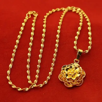 Women's Water Drop Pendant Necklace with Flower Collarbone Chain