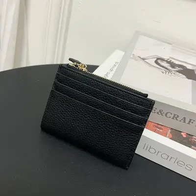 Genuine Leather Women's Card Holder, Cowhide, 2-in-1 Zip Coin Purse - 7