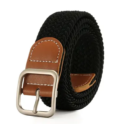 Yellow Square Buckle Canvas Belt Elastic Stretch - 8