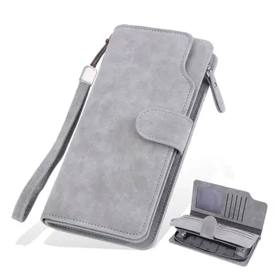 Long Men's Wallet with Multiple Card Slots and Zipper Phone Pocket - 8