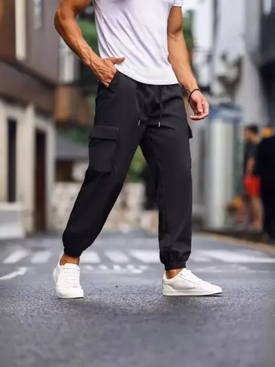 Men's Multi-Pocket Cargo Pants, Retro Casual Jogger Style