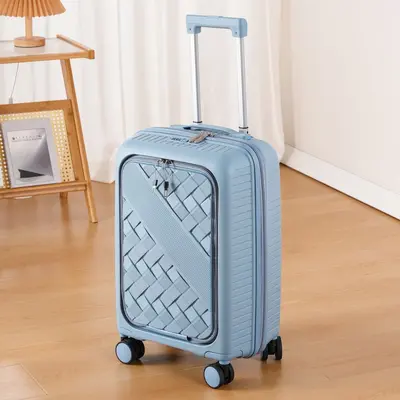 Impact-Resistant Trolley Suitcase with Zipper and Combination Lock - 12