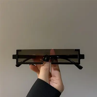Small Frame Sunglasses for Men and Metal Rectangular One-Piece Sunglasses for Women - 9