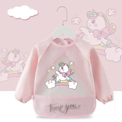 Baby Feeding Bib, Waterproof, with Pocket, Long-Sleeve, for Girls and Boys - 9