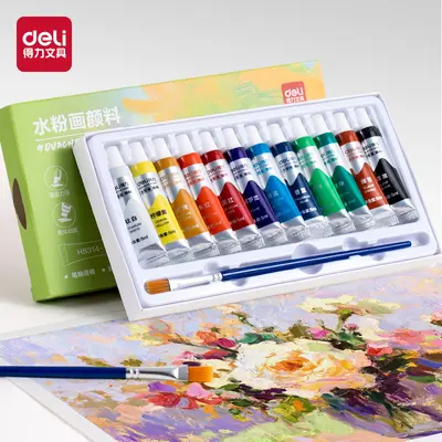 Deli acrylic paint set 12/18/24 colors water and sun resistant - 10