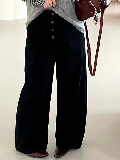 Plus Size Women's High Waist Wide Leg Pants, NK1620 - 4