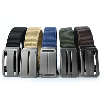 Men's Woven Nylon Fabric Ground Stall Belt Wholesale Factory Simple No Label Spring Automatic Buckle Online Store Gift Belt
