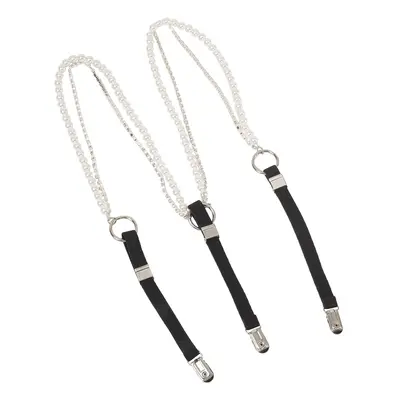 Amazon Wear New Versatile Zipper Suspender Elastic Straps for Women, Outer Chain Design with Rhinestones, Fashionable Trendy Pearl Stretch