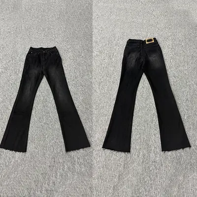 High-Waist Stretch Denim Jeans, Wide-Leg - 8