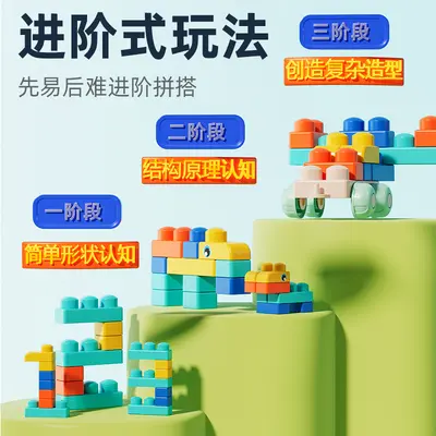 Soft Silicone Large Building Block Set for Babies, Early Education Toy - 3