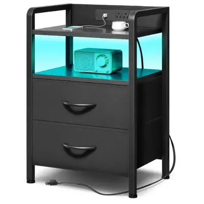 Non-Woven Storage Cabinet with LED Lights, for Bedside Table - 5