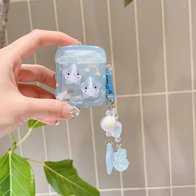 AirPods Pro2 Silicone Case, Cloud Design, Keychain, Gen 1/2/3
