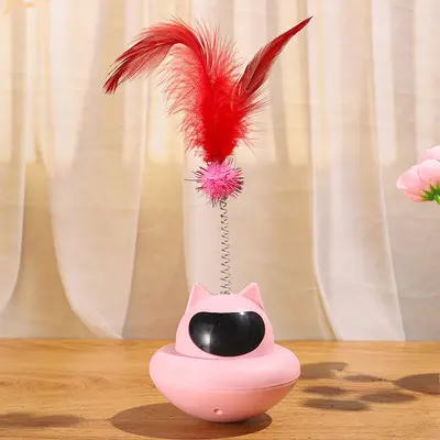 Cat Toy Feather Wand with Long Pole, Bell Turntable - 9