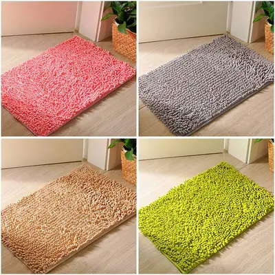 Chenille Bath Mat, Absorbent with Non-Slip Backing