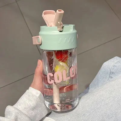 Großes Sommer-Trinkglas für Mädchen mit hohem Fassungsvermögen, elegantes Design, tragbar, praktisches Sportglas mit Strohhalm, neuer Schüler-Trinkbehälter - 8