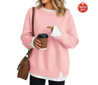 Kadın Rahat Bol Kesim Uzun Kollu Sweatshirt Üst - 10
