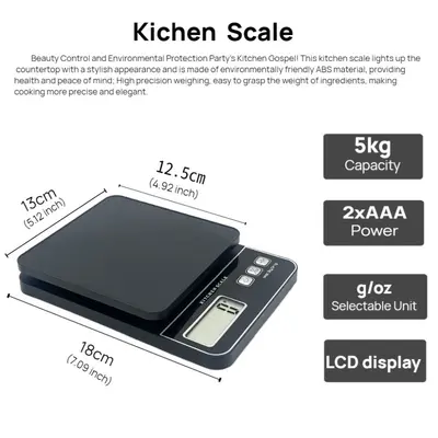 Cross-border High-Precision Kitchen Scale Food Scale Digital Kitchen Scale Baking/Coffee/Pet Specialized Gram Scale 1g Weighing