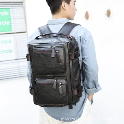 Modischer Rucksack im Ledersteil-Look mit Laptopfach, multifunktional - 8