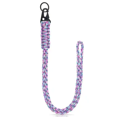 Robuste geflochtene Paracord-Halsschlinge Schlüsselanhänger für Damen und Herren, Outdoor-Überlebens-Paracord-Halskette mit Kamera, Geldbörse und Schlüsseln