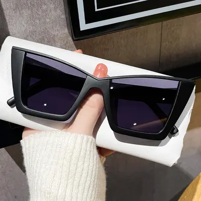 Gold-Accent Cat-Eye Sunglasses, UV400 Protection, Minimalist - 5