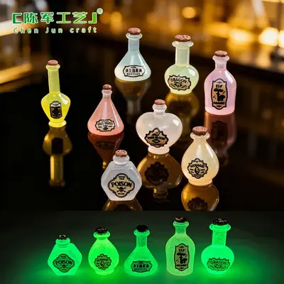 Sınır Ötesi Yeni Ürün Gece Parlaklığı Sihirli İksir Şişesi Mini Masaüstü Dekorası Oyuncak Ev DIY Dekorasyon Reçine Aksesuarı