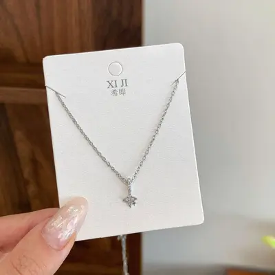 Stern- und Blüten-Quadrat Diamant Halsketten-Set - 9
