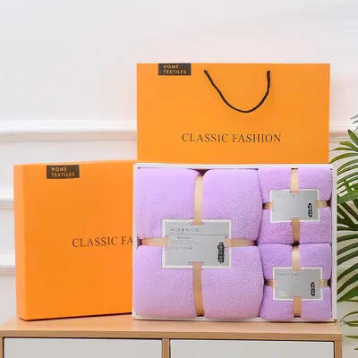 Mercan velvet bath towel three-piece gift box set with gift face towel and custom logo wholesale. - 10